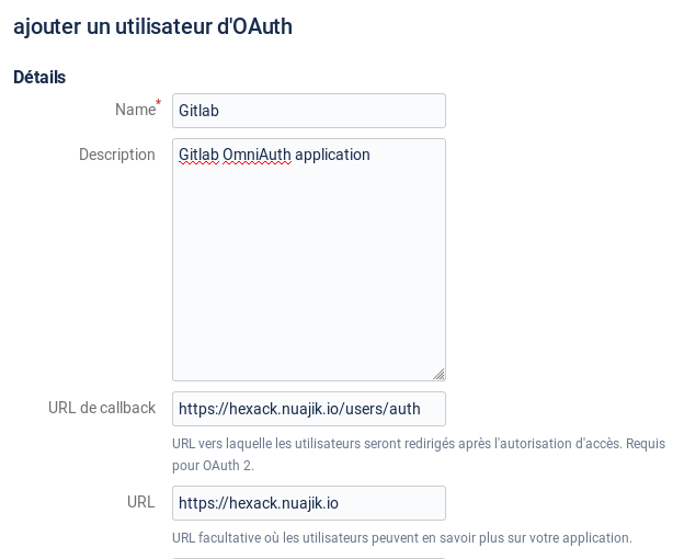 ajouter un utilisateur d'OAuth